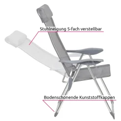 Tectake 4 Aluminium Gartenstühle Klappbar Mit Kopfteil - Grau