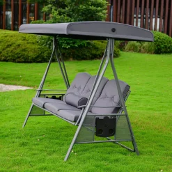 HOME DELUXE - Hollywoodschaukel DESCANSO Grau Doppel Gartenliege Lounge-Pavillon -Garten- & Gewächshäuser Geschäft 4a04552f4336dc7525d540756e944e77 1