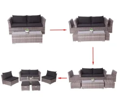 Mendler Poly-Rattan Garnitur HWC-J36, Balkon-/Garten-/Lounge-Set Sitzgruppe Sofa Anthrazit, Kissen Dunkelgrau -Garten- & Gewächshäuser Geschäft 4a0502507c227b4d9997eed27ba66362
