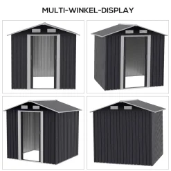 Outsunny Gerätehaus Mit 2 Schiebetüren Metall Gartenhaus 2,6 M² Geräteschuppen Verzinkter Stahl Dunkelgrau 195,5 X 153 X 188 Cm 13 Outsunny Gerätehaus Mit 2 Schiebetüren Metall Gartenhaus 2,6 M² Geräteschuppen Verzinkter Stahl Dunkelgrau 195,5 X 153 X 188 Cm -Garten- & Gewächshäuser Geschäft 4a0d3ab6b1477f600199f722baa1fd81