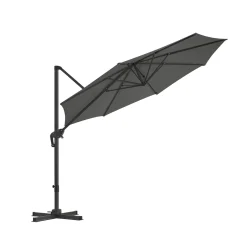 SONGMICS Sonnenschirm Ø 300 Cm, UV-Schutz Bis UPF 50+, Um 360° Drehbar, Ampelschirm, Mit Kurbel Zum Öffnen Und Schließen, Mit Ständer, Grau GPU35GY -Garten- & Gewächshäuser Geschäft 4a376b79026bbee8c6f4d96d117451d7