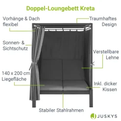 Juskys Doppel Loungebett Kreta - Gartenliege Für 2 Personen - Dach & Rückenlehne Verstellbar - Sonnenliege Für Terrasse, Garten & Balkon - Liege Grau -Garten- & Gewächshäuser Geschäft 4b0957747810a5f64136b3ab01dbf87b