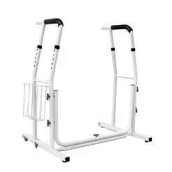 XMTECH Mobile WC-Aufstehhilf Toiletten Höhenverstellbar Inkl. Ablagekorb Stützgestell Haltegriff Für Bad, Belastbar Bis 200kg