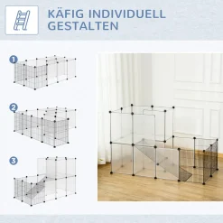 PawHut Freigehege Für Kleintier DIY 2-stöckig Meerschweinchen Gehege Welpenauslauf Kleintiergehege Freilaufgehege Für Kleintier Verformbar Erhöhbar Metall Kunststoff Schwarz 140 X 70 X 90 Cm -Garten- & Gewächshäuser Geschäft 4b25b26b1d9802af0b2b283308bf86b1