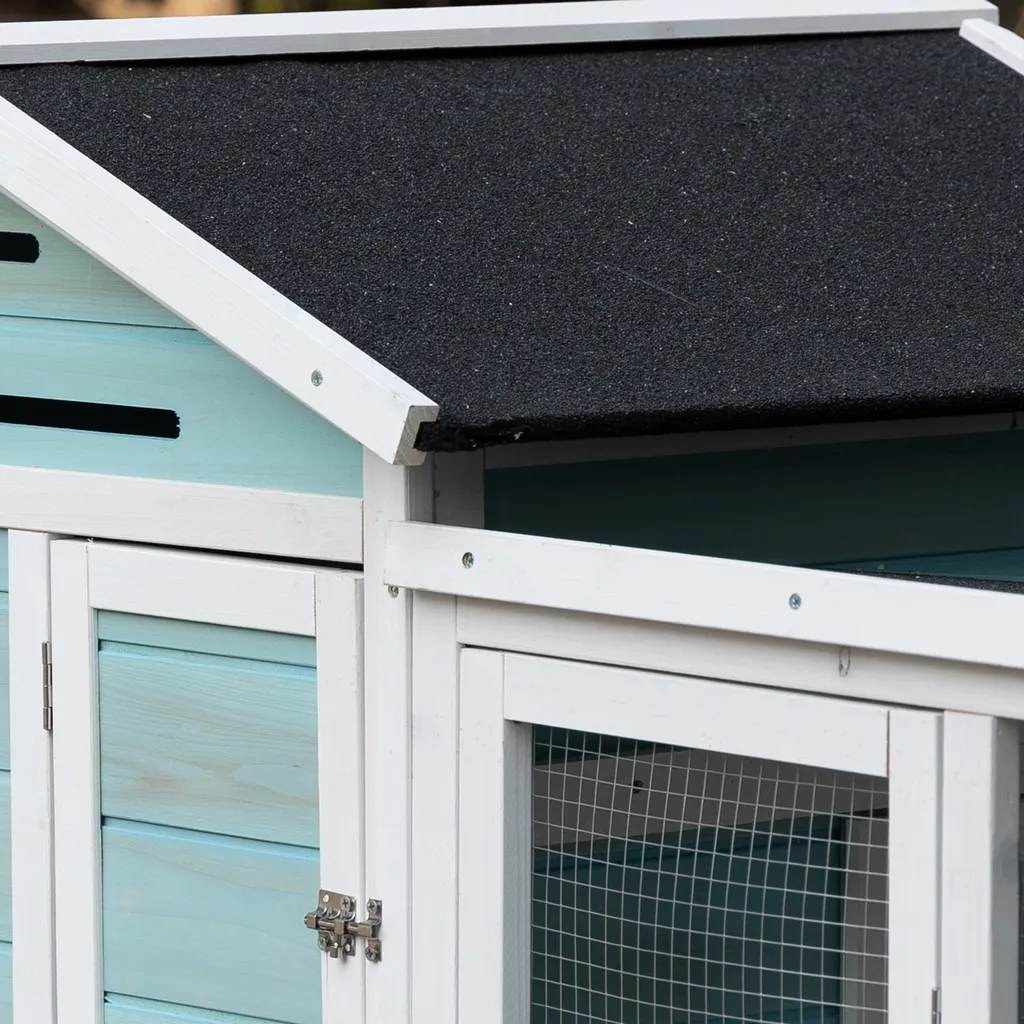 PawHut Hühnerstall Hühnerhaus Mit Nistkasten Rampe Winterfest Hühnervoliere 2 Ebenen Gehege Leicht Zu Reinigen Tannenholz Stahl Asphalt Blau 193 X 78 X 115 Cm 8 PawHut Hühnerstall Hühnerhaus Mit Nistkasten Rampe Winterfest Hühnervoliere 2 Ebenen Gehege Leicht Zu Reinigen Tannenholz Stahl Asphalt Blau 193 X 78 X 115 Cm – Bild 8