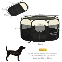 PawHut Welpenlaufstall Tierlaufstall Faltbarer Welpenauslauf Freigehege Laufstall Aus Oxfordstoff Für Kleine Hunde Und Katzen Wasserdicht Tragbar Cremeweiß+Schwarz 118 X 118 X 62 Cm -Garten- & Gewächshäuser Geschäft 4b540bb0b69276e63d3097d9fe207b38