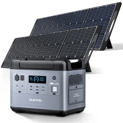 OUKITEL P2001E 2000W (4000W Peak) Stromerzeuger Power Station Mit 2pcs 200W Solarpanel PV200, 2000Wh Solargenerator 625000mAh Mobiler Stromspeicher Power Station, Sicheres LiFePO4-Batterie PD100W QC3.0 Solar Generator Für Notstrom Camping Wohnmobile Zu Hause