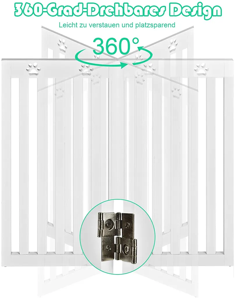 COSTWAY Absperrgitter Hunde 89cm Hoch, Schutzgitter Holz Klappbar, Treppengitter Hundeabsperrgitter Flexibel Türschutzgitter (Weiß, 3 Paneelen) 4 COSTWAY Absperrgitter Hunde 89cm Hoch, Schutzgitter Holz Klappbar, Treppengitter Hundeabsperrgitter Flexibel Türschutzgitter (Weiß, 3 Paneelen) – Bild 4