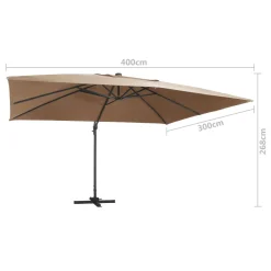 VidaXL Ampelschirm Mit LED-Leuchten Und Aluminium-Mast 400x300cm Taupe -Garten- & Gewächshäuser Geschäft 4bf86328d5210c828f7d8b868a353245