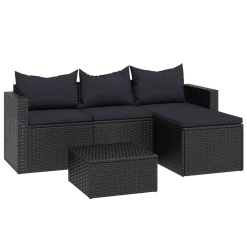 VidaXL Garten-Lounge-Set Schwarz Poly Rattan