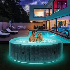 Miweba MSpa Whirlpool Comfort Starry C-ST061 - Indoor & Outdoor-Whirlpool - Aufblasbar Mit LED Beleuchtung - 6 Personen - UV-C Filter - Anti-Frost-System - Verschließbare Poolabdeckung
