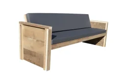 Wood4You Gartenbank Holz "Ameland" - Wetterfest Massivholz Rustikal - Holzbank Sitzbank Balkonmöbel Terassenmöbel Mit Kissen - DIY Baumbank Mit Lehne - Gerüstholz