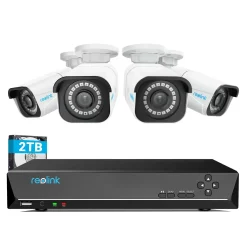 Reolink 4K Überwachungskamera Aussen Set, 8CH Videoüberwachung Mit 4X 8MP PoE IP Kamera Und 2TB HDD NVR Für 24/7 Aufnahme, Personenerkennung Und Fahrzeugerkennung, IP66, RLK8-800B4-A