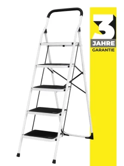 Craftfull Klapptritt CF-132A, Aluminium-Trittleiter 5 Stufen Klappbar