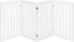 COSTWAY Absperrgitter Hunde 89cm Hoch, 4 Paneelen Schutzgitter Holz Klappbar, Treppengitter Hundeabsperrgitter Flexibel Türschutzgitter (Weiß)