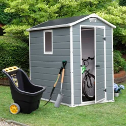 Keter Manor 46 S Gartenhaus - Maße: 1,18m X 1,84m, Farbe: Grau; 7207 -Garten- & Gewächshäuser Geschäft 4d531c1dc27bca91da6963b55e476605
