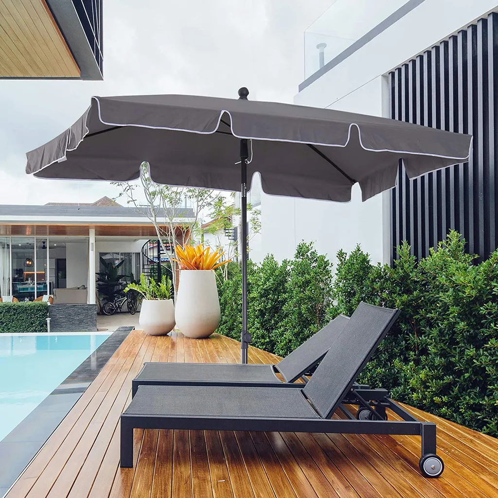 Outsunny Sonnenschirm Gartenschirm Strandschirm Balkonschirm Schirm Sonnenschutz Knickbar (Grau+Schwarz) 2 Outsunny Sonnenschirm Gartenschirm Strandschirm Balkonschirm Schirm Sonnenschutz Knickbar (Grau+Schwarz) – Bild 2