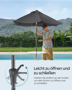 SONGMICS Sonnenschirm 210 Cm, UPF 50+, Beidseitig Um 30° Knickbar, Sonnenschutz, Mit Kurbel Zum Öffnen/Schließen, Grau GPU202G01 11 SONGMICS Sonnenschirm 210 Cm, UPF 50+, Beidseitig Um 30° Knickbar, Sonnenschutz, Mit Kurbel Zum Öffnen/Schließen, Grau GPU202G01 -Garten- & Gewächshäuser Geschäft 4d99ec01c26bb8ebcc534e1a7f74382a