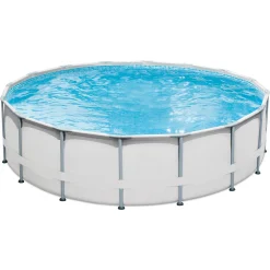 Summer Waves Premium FRAME Pool, Weiß, PVC/Stahl, Ø488x122 Cm, Jede Menge Zubehör Inklusive, Rund