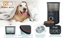 PUPPY KITTY 4L Touchscreen Automatischer Futterautomat Für Katze Und Hund, Timer Futterspender Mit 1-5 Mahlzeiten, Mit Benutzerdefinierter Abgabeton, Portionskontrolle, Edelstahlschale, Schwarz -Garten- & Gewächshäuser Geschäft 4dd226902ad36a50492af496a247843a