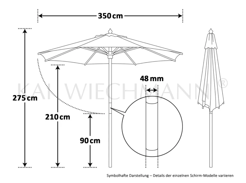 Kai Wiechmann Sonnenschirm Stylischer Balkonschirm Weiß 350 Cm Als Hochwertiger Schattenspender Gartenschirm Aus Holz Mit Windauslass & UPF 50+ 5 Kai Wiechmann Sonnenschirm Stylischer Balkonschirm Weiß 350 Cm Als Hochwertiger Schattenspender Gartenschirm Aus Holz Mit Windauslass & UPF 50+ – Bild 5