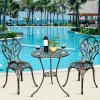 COSTWAY 3tlg. Bistroset Balkonset Gartenset Sitzgruppe Sitzgarnitur Gartengarnitur Gartenmoebel Bistrotisch Gartentisch Mit 2 Stuehlen Metall Antik