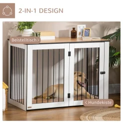 Pawhut Hundekäfig Schrank Haustierkäfig Tierkäfig Für Große Hunde Hundehütte Mit Tischoberfläche Hundebox Innen Spanplatte Dunkelwalnuss+Weiß 106 X 60 X 76 Cm -Garten- & Gewächshäuser Geschäft 4e1d6bd39b579d02da9233a60625042d