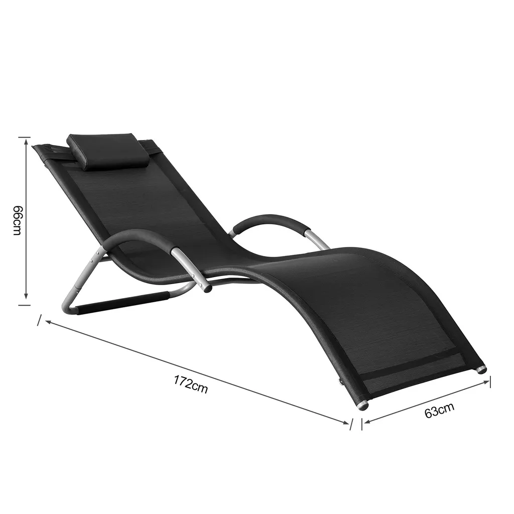 SoBuy OGS38-SCH Sonnenliege Gartenliege Relaxstuhl Liegestuhl Mit Kopfkissen Schwarz BHT Ca: 63x66x172cm 5 SoBuy OGS38-SCH Sonnenliege Gartenliege Relaxstuhl Liegestuhl Mit Kopfkissen Schwarz BHT Ca: 63x66x172cm – Bild 5
