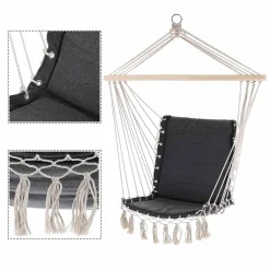 HängemattenGlück Detex Hängesessel 150kg Hängesitz Sitzpolster Atmungsaktiv Boho Style Geflochten Hängestuhl Hängeschaukel Hängematte Outdoor Indoor Garten, Farbe:Grau -Garten- & Gewächshäuser Geschäft 4e2ff35679b10e679edd1e352e14abf7