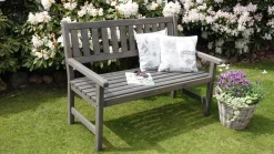 Promex Gartenbank 'Johanna' 2-Sitzer, Grau Parkbank Holzbank Sitzbank Garten Holz Bank