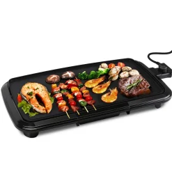 Aigostar Teppanyaki Tischgrill Elektrisch,Antihaftende Grillplatte,1800W,Verstellbarer Temperaturregler,Fettauffangschale.