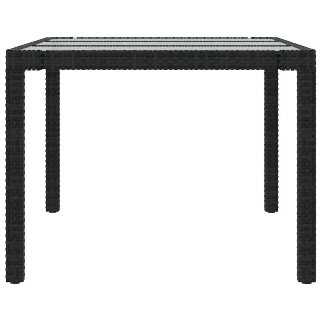 VidaXL Gartentisch Schwarz 190x90x75 Cm Gehärtetes Glas Poly Rattan 4 VidaXL Gartentisch Schwarz 190x90x75 Cm Gehärtetes Glas Poly Rattan – Bild 4