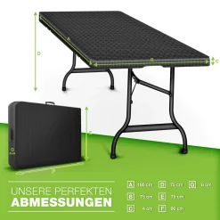 Tillvex Gartentisch Klappbar Rattan Optik 180x75cm | Buffettisch Mit Tragegriff | Klapptisch Für Garten Terrasse Und Balkon | Campingtisch 6 Personen 11 Tillvex Gartentisch Klappbar Rattan Optik 180x75cm | Buffettisch Mit Tragegriff | Klapptisch Für Garten Terrasse Und Balkon | Campingtisch 6 Personen -Garten- & Gewächshäuser Geschäft 4e8e89dc846dd7f8bc2a7e973267988c