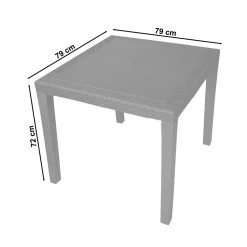 Multistore 2002 Gartentisch Kunststoff King Rattan-Look 79x79cm / Schwarz