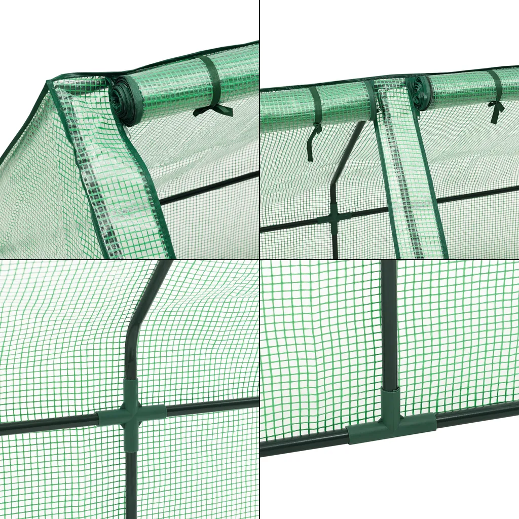 En.casa Mini Gewächshaus Höflein 240x90x90cm Foliengewächshaus Für Draußen Treibhaus Mit Reißverschluss Und 3 Fenstern Gitternetzfolie Grün 6 En.casa Mini Gewächshaus Höflein 240x90x90cm Foliengewächshaus Für Draußen Treibhaus Mit Reißverschluss Und 3 Fenstern Gitternetzfolie Grün – Bild 6