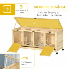 PawHut Kleintierstall Kleintierkäfig Teilbar Mit Rollen Tierstall Meerschweinchenstall Meerschweinchenkafig Zwergkaninchenstall Kleintierhaus Outdoor Tannenholz Natur 138 X 53 X 61 Cm -Garten- & Gewächshäuser Geschäft 4edd751d7b97aa9768178b279aace864