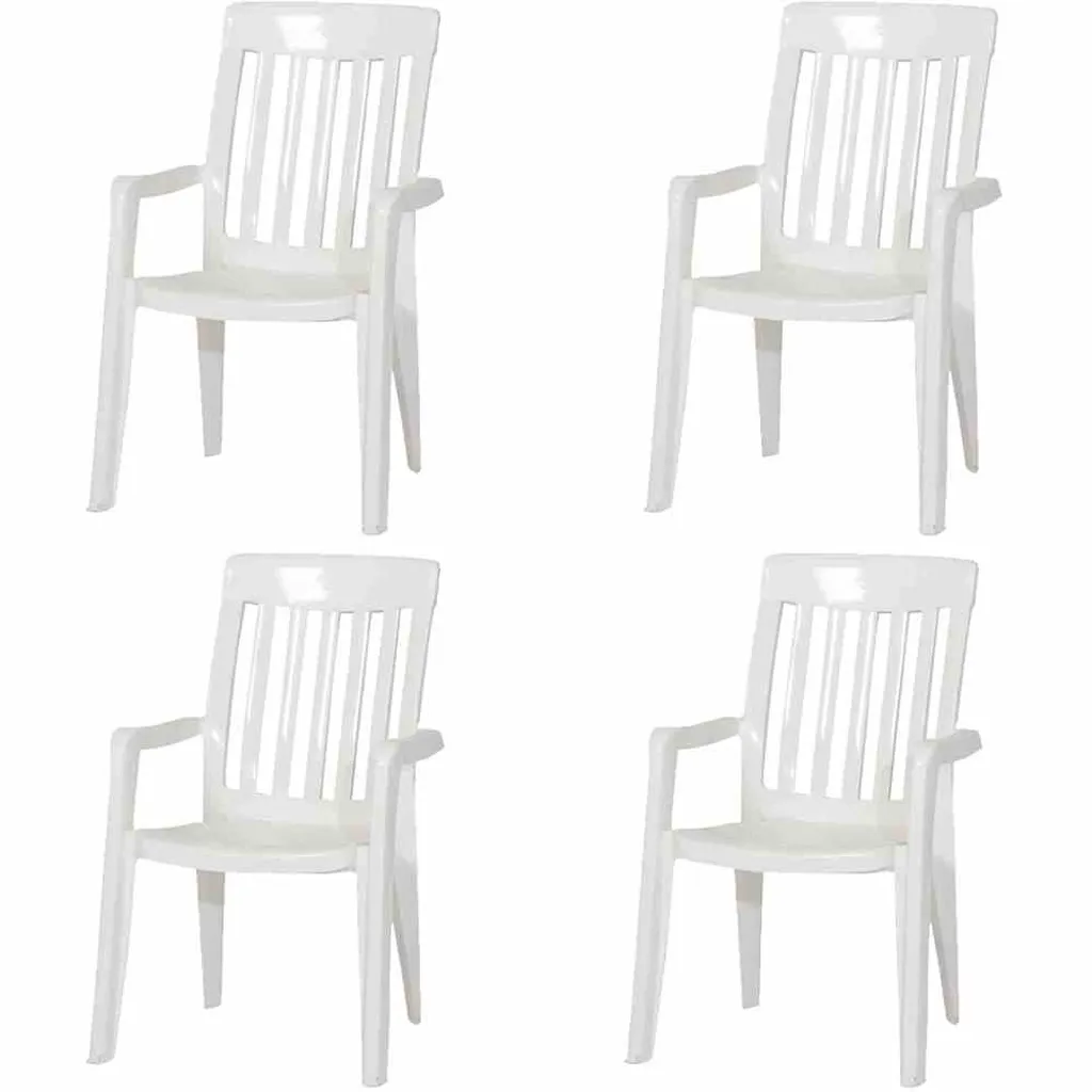 SIEGER Palma SET 4x Stapelsessel Weiß L56155 Kunststoff 1 SIEGER Palma SET 4x Stapelsessel Weiß L56155 Kunststoff