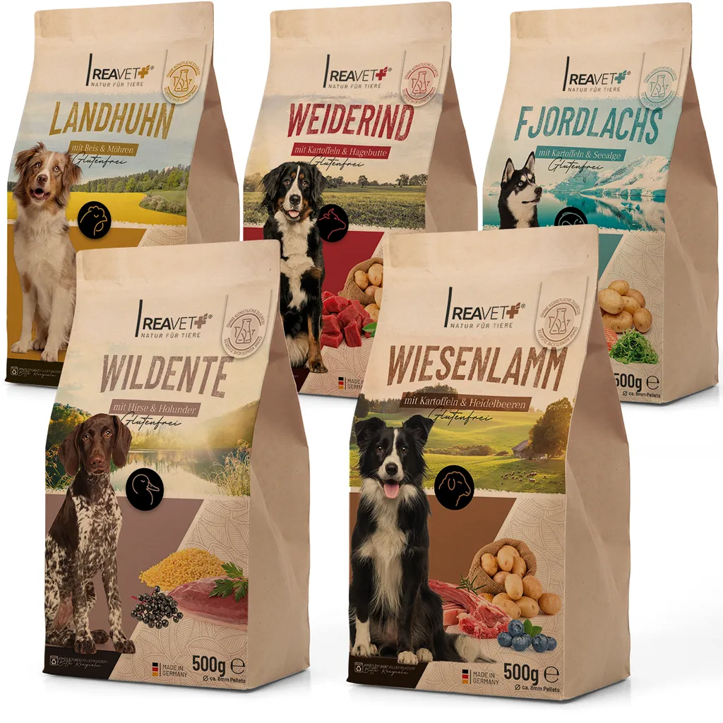 REAVET Natur Hundefutter Trocken 5er Set (5x500g) – 100% Natürlich Trockenfutter Hund, Getreidefrei Für Allergiker, Hunde Trockenfutter, Natur Ohne Chemie Und Künstliche Vitamine 1 REAVET Natur Hundefutter Trocken 5er Set (5x500g) – 100% Natürlich Trockenfutter Hund, Getreidefrei Für Allergiker, Hunde Trockenfutter, Natur Ohne Chemie Und Künstliche Vitamine