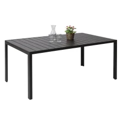 Mendler Gartentisch HWC-F90, Tisch Bistrotisch, WPC-Tischplatte 160x90cm Schwarz