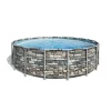 Bestway® Power Steel™ Aufstellpool Komplett-Set Mit Filterpumpe Ø 549 X 132 Cm Steinwand-Optik (Naturstein), Rund