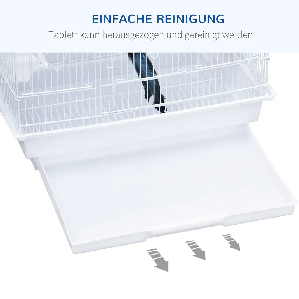 PawHut Vogelkäfig Vogelhaus Vogelvoliere Vogelbauer Mit Ausnehmbarer Bodenschale Weiß 47,5 X 36 X 91 Cm 5 PawHut Vogelkäfig Vogelhaus Vogelvoliere Vogelbauer Mit Ausnehmbarer Bodenschale Weiß 47,5 X 36 X 91 Cm – Bild 5