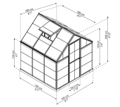 PALRAM-CANOPIA Palram - Canopia Aluminium Gewächshaus Harmony 66 | Grau | 185x185x208 Cm -Garten- & Gewächshäuser Geschäft 4fa021c308742b3710a01bffbf8e5471