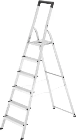 Hailo Haushaltsleiter L40 - 6 Sprossen 6 Stufen, Arbeitshöhe Max. 3,28 M
