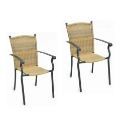 Merxx Stapelsessel 2er Set Jerez-29 Aluminium/ Kunststoffgeflecht Anthrazit/ Natur, BxHxT: Ca. 57x74x57cm