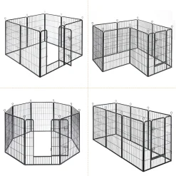 FEANDREA Welpenauslauf 8-Eck XXL Hundegehege Laufgitter Welpenfreigehege Laufstall Zaun Gitter Welpen Hasen Kaninchen Schwarz PPK81H
