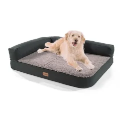 Brunolie Odin Hundebett Hundesofa , Waschbar , Orthopädisch ,rutschfest , Atmungsaktiver Memory-Schaum , Viskoelastisch ,Kuschellehne , Kuschelkissen , Größe M (100 × 12 × 80 Cm) , Grau