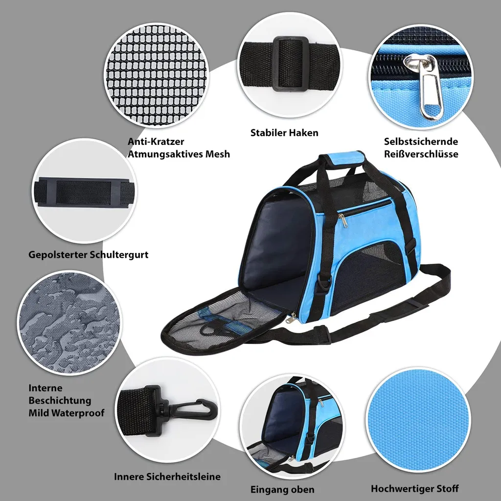 Optizium Hundetransportbox - Blau - L - 52 X 24.5 X 33 Cm - Hundebox Hundetasche Katzenbox Autotransportbox Soft-Sided Airline- Faltbar 5 Optizium Hundetransportbox - Blau - L - 52 X 24.5 X 33 Cm - Hundebox Hundetasche Katzenbox Autotransportbox Soft-Sided Airline- Faltbar – Bild 5