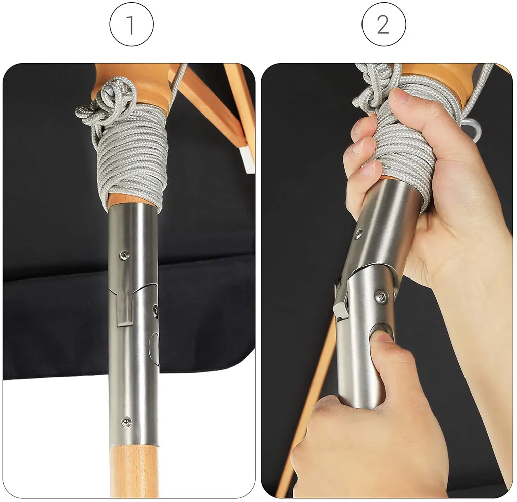 SONGMICS 200 × 125 Cm Holz-Sonnenschirm, Marktschirm, UV-Schutz UPF 50+, Gartenschirm, Terrassenschirm, Sonnenschutz, Ohne Ständer Grau GPU26GY 4 SONGMICS 200 × 125 Cm Holz-Sonnenschirm, Marktschirm, UV-Schutz UPF 50+, Gartenschirm, Terrassenschirm, Sonnenschutz, Ohne Ständer Grau GPU26GY – Bild 4