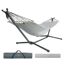 CClife Hängematte Mit Gestell Hängemattengestell Höhen Verstellbar Mit Tragetasche, Color:Grau