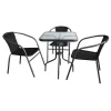 Wohaga 4tlg. Bistrogarnitur Glastisch 60x60cm Anthrazit + 3 Bistro-Stapelstühle Polyrattan Grau/Schwarz